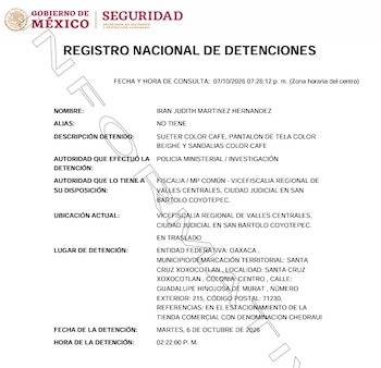 Fue detenida en el estacionamiento de un supermercado. Crédito: SSPC