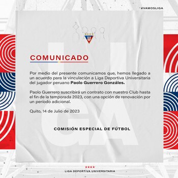 Comunicado oficial de Liga Deportiva