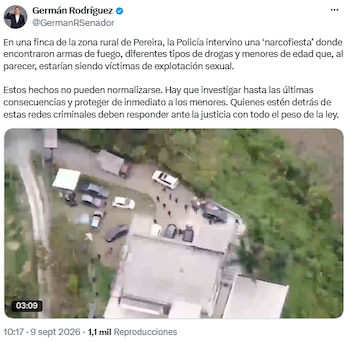 Germán Rodríguez pidió investigar hasta las últimas consecuencias la presunta 'narcofiesta' en Pereira - crédito @GermanRSenador/X