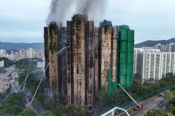 Una vista de dron muestra