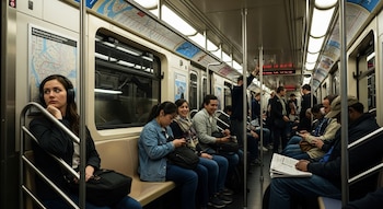 Pasajeros viajan sentados y de