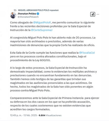 El abogado Jhonatan Peláez destacó