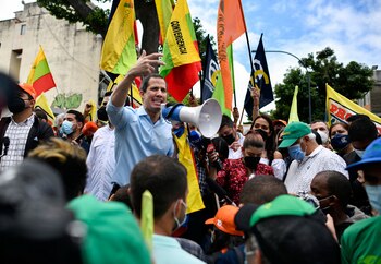 Juan Guaidó en la protesta