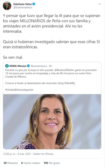 Tuit de Estefanía Veloz donde