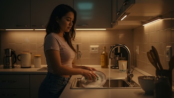 Mujer lavando los platos en su casa - (Imágen Ilustrativa Infobae)