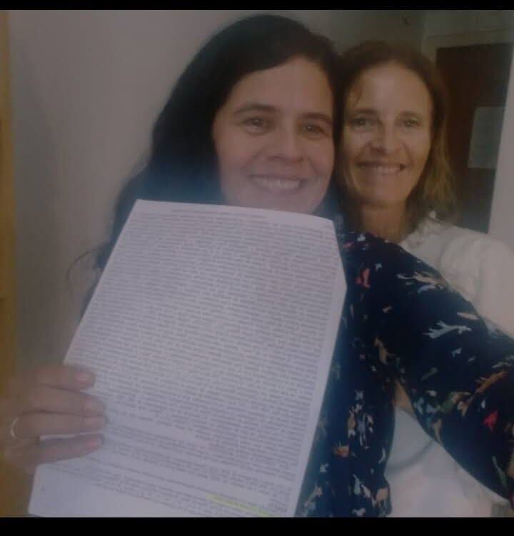 Con su abogada defensora, María Cristina Cipolletti