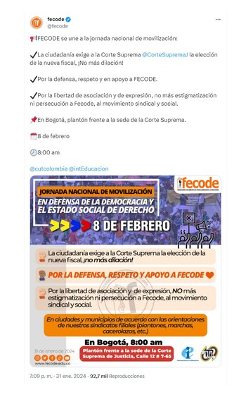 En X, Fecode hizo la