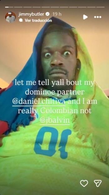 El basquetbolista siguió el partido de Colombia ante la RDC y le soltó un curioso comentario a J Balvin - crédito @jimmybutler/Instagram