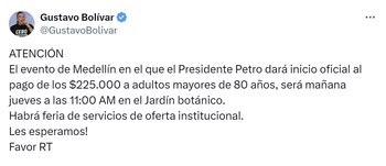 El director del Departamento para la Prosperidad Social confirmó que se canceló un evento en Medellín al que iba a asistir el presidente