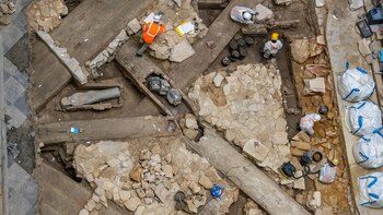 Vista aérea de la excavación