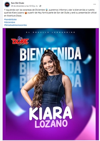 Kiara Lozano fue anunciada como