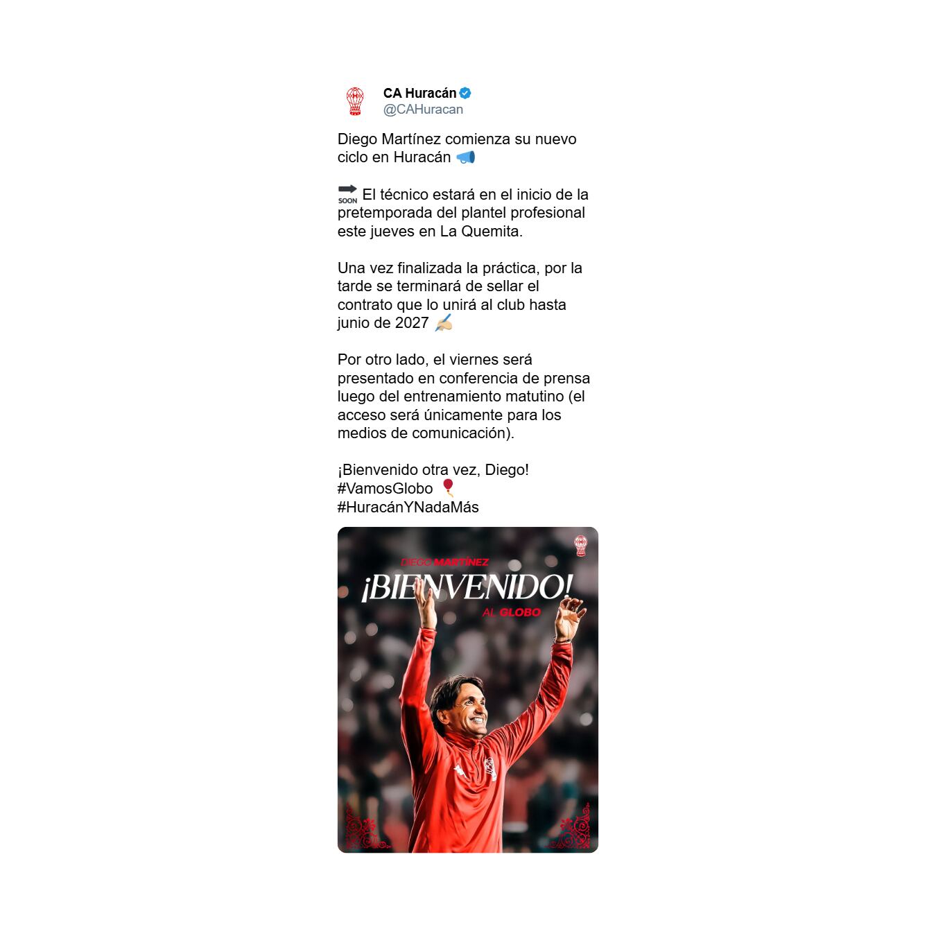 La confirmación de Huracán