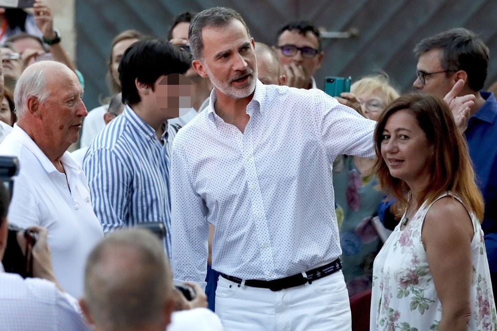 Harald V, el rey Felipe y Francina Armengol en Mallorca, 2019 (EFE).