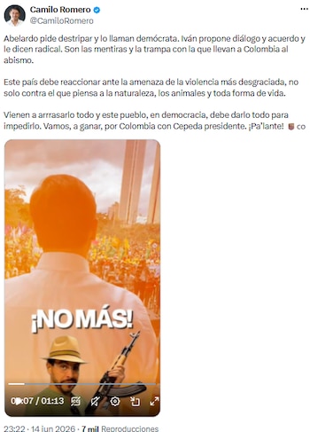 Camilo Romero rechazó discurso de Abelardo de la Espriella y llamó a un acuerdo nacional - crédito @CamiloRomero/X