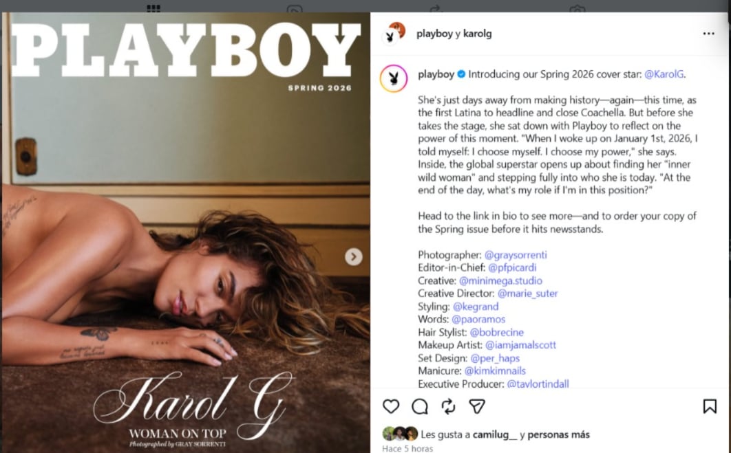 Karol G reveló que a la única que le preguntó si posar o no para Playboy fue a Sofía Vergara - crédito @playboy / Instagram