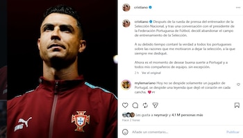El "Bicho" afirmó en sus redes sociales que explicará a su debido tiempo las razones de su salida de la selección portuguesa - crédito @cristianoronaldo/Instagram