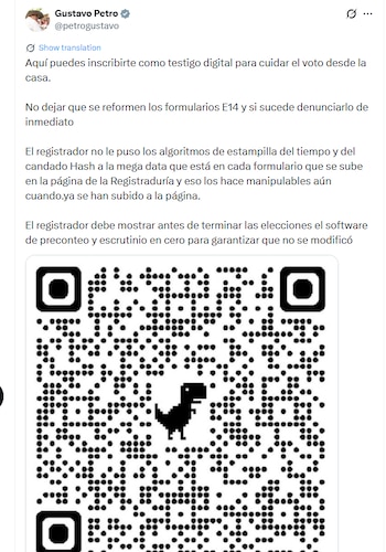 Petro advirtió que cualquier inconsistencia podría ser objeto de impugnación - crédito @petrogustavo/X