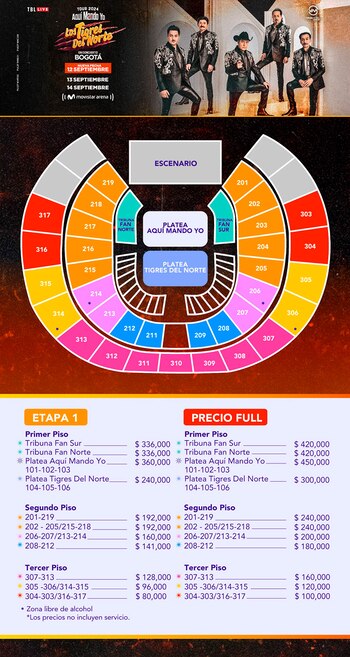 Precios y localidades para la