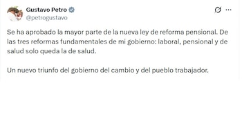 Gustavo Petro, expresidente de Colombia, dijo que la decisión de la Corte fue un triunfo del pueblo trabajador - crédito @PetroGustavo/X