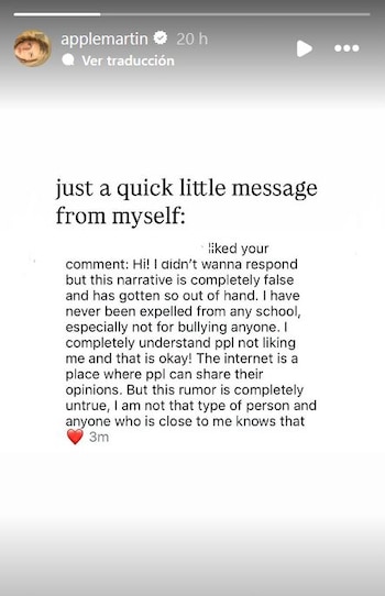 Apple Martin enfatiza que nunca