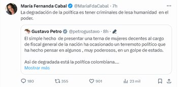 Cabal responde a Petro por