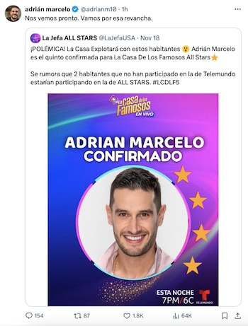 ¿Adrián Marcelo confirmó su regreso