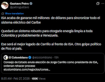 Gustavo Petro destacó inversión en