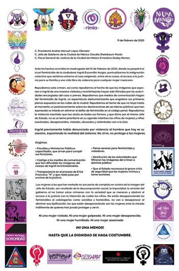 Colectivos feministas hicieron exigencias al
