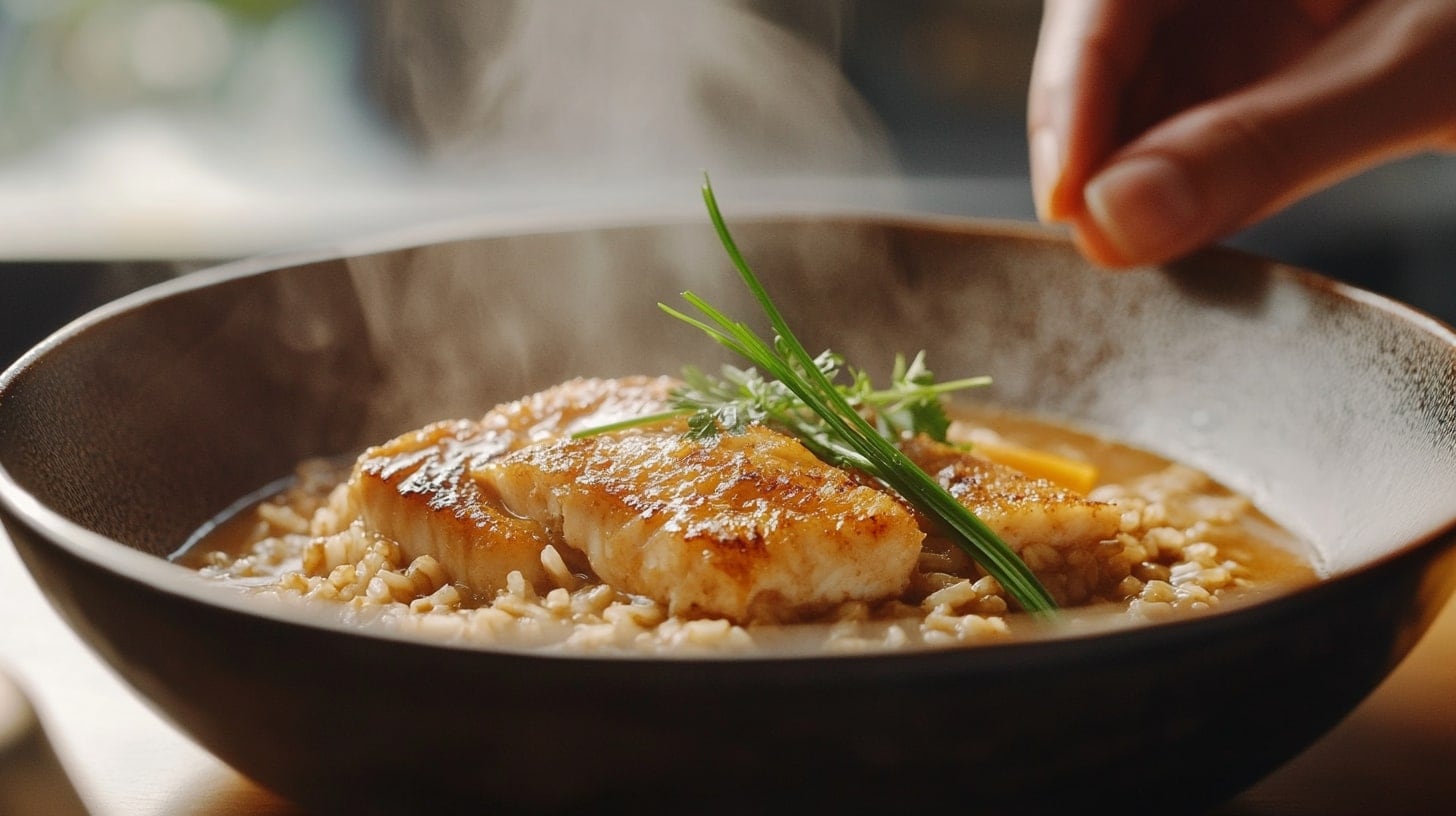 La combinación de arroz integral, pescado, piña y col morada crea un plato equilibrado con sabor, color y variedad nutricional. - (Imagen Ilustrativa Infobae)