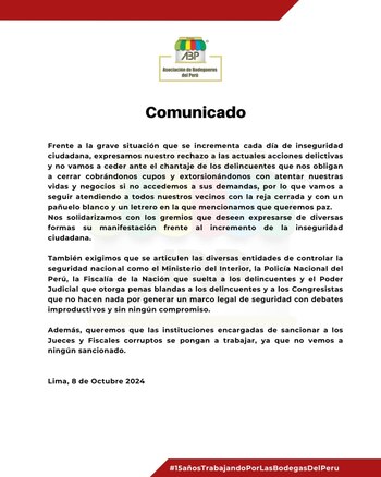 Comunicado de la Asociación de