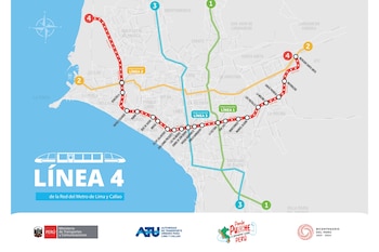 Mapa de la Línea 4 del Metro de Lima. Crédito: ATU