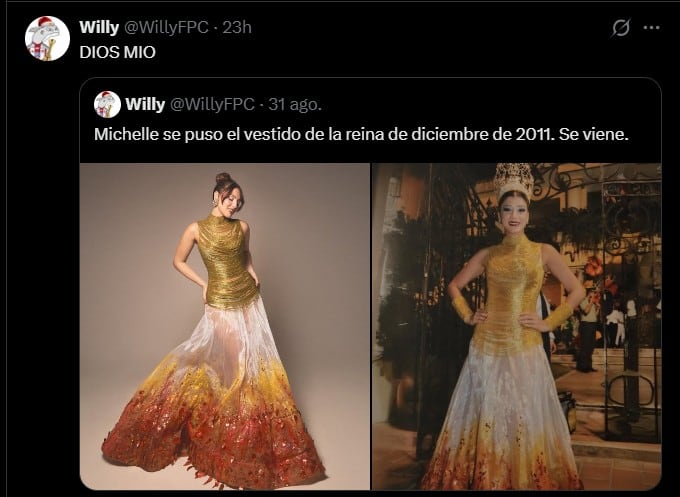 El vestido histórico de Andrea Jaramillo Char, usado por Michelle, reforzó supersticiones y tradiciones entre la hinchada - crédito X