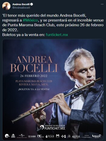 Andrea Bocelli anunció su regreso