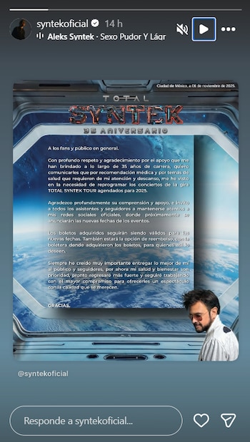 En su comunicado, el músico