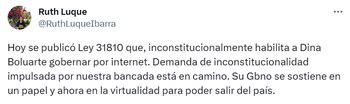 Anuncian demanda de inconstitucionalidad contra ley que permite a Dina Boluarte despachar de manera virtual