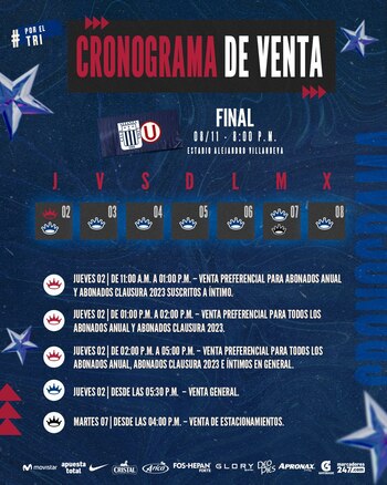 Cronograma de venta de entradas
