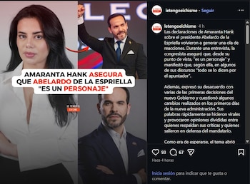 Amaranta Hank criticó a Abelardo de la Espriella en una entrevista con La Kalle y dijo que no le gusta “absolutamente nada” del nuevo presidente - crédito letengoelchisme / Instagram