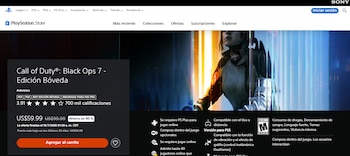 Tela da PlayStation Store com o videogame Call of Duty: Black Ops 7, preço de 59,99 dólares, desconto de 40% e requisitos.
