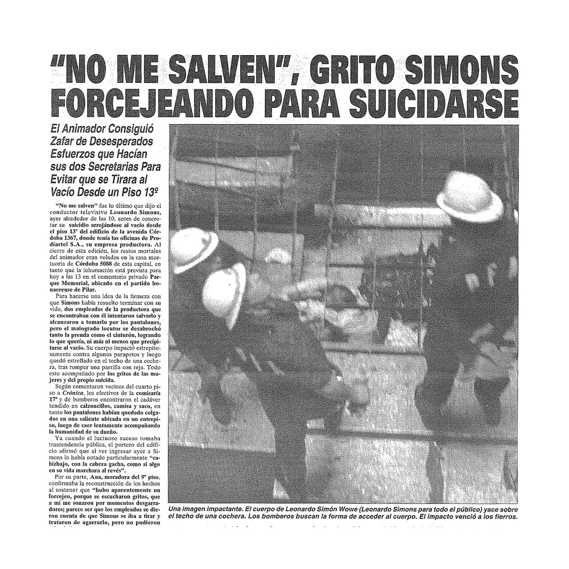 La noticia sobre la muerte de Simons impactó a un país que lo admiraba (Crónica)