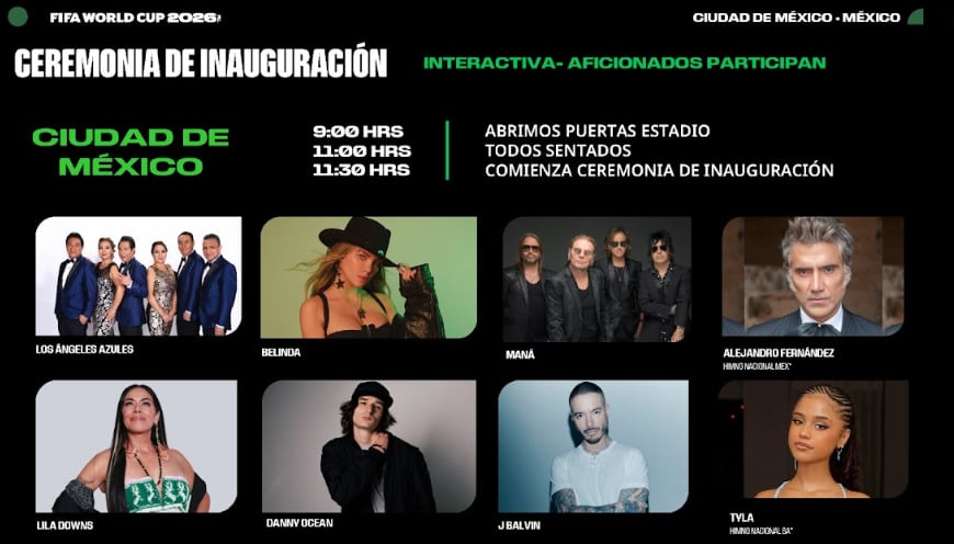 Ellos son los cantantes que estarán presentes en la ceremonia inaugural