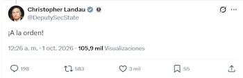 Christopher Landau responde a solicitud de Jasmine Bugarín. (captura de pantalla)