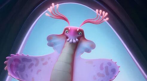 Questa, líder del Communiverso, está inspirada en el gusano plano marino y es interpretada por Jameela Jamil