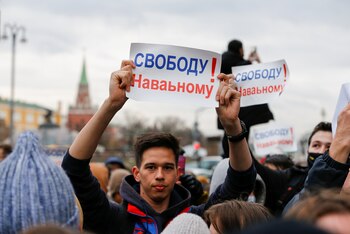 Un manifestante durante la protesta