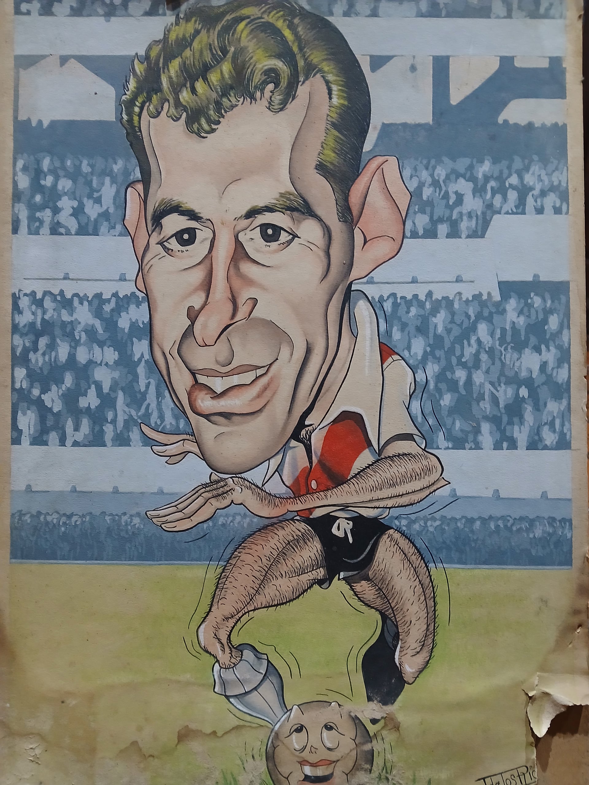 Delem como jugador de River. Dibujo realizado por el famoso caricaturista
Jorge de los Ríos