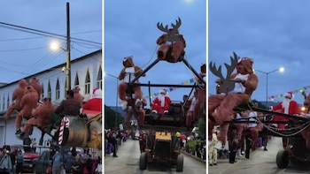 Convierten retroexcavadora en trineo de
