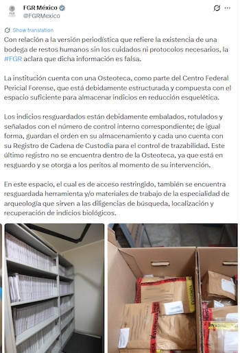 Mensaje de la FGR tras los señalamientos del medio Latinus. Crédito: FGR