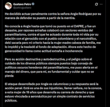 Gustavo Petro - crédito @petrogustavo/X