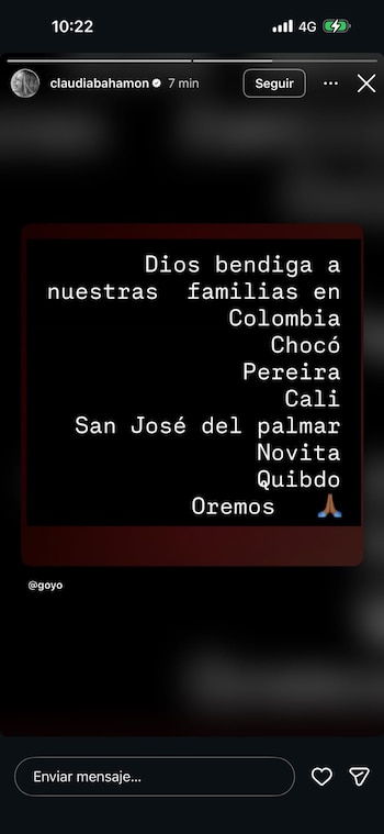 Claudia Bahamón pide protección para las familias de las zonas afectadas por el sismo - crédito claudiabahamon/X