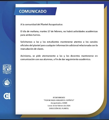 Un comunicado oficial del CCH