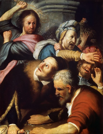 Rembrandt, Cristo expulsando a los cambistas del templo (1626)